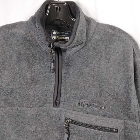 American Eagle Men Pullover Fleece Jacket Gray - Picture 3 of 6